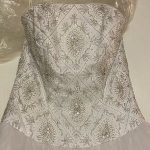 Strapless David’s Bridal antique white dress